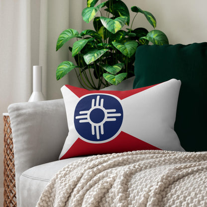 Wichita Flag Lumbar Pillow | Red White Blue Zia Symbol