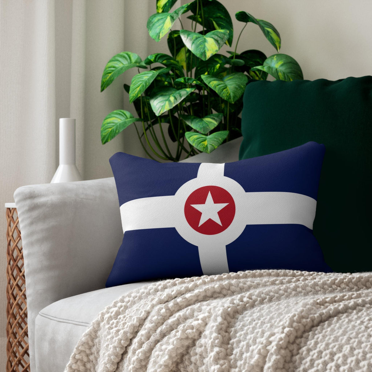 Indianapolis Flag Lumbar Pillow | Indy Circle Star Accent Pillow