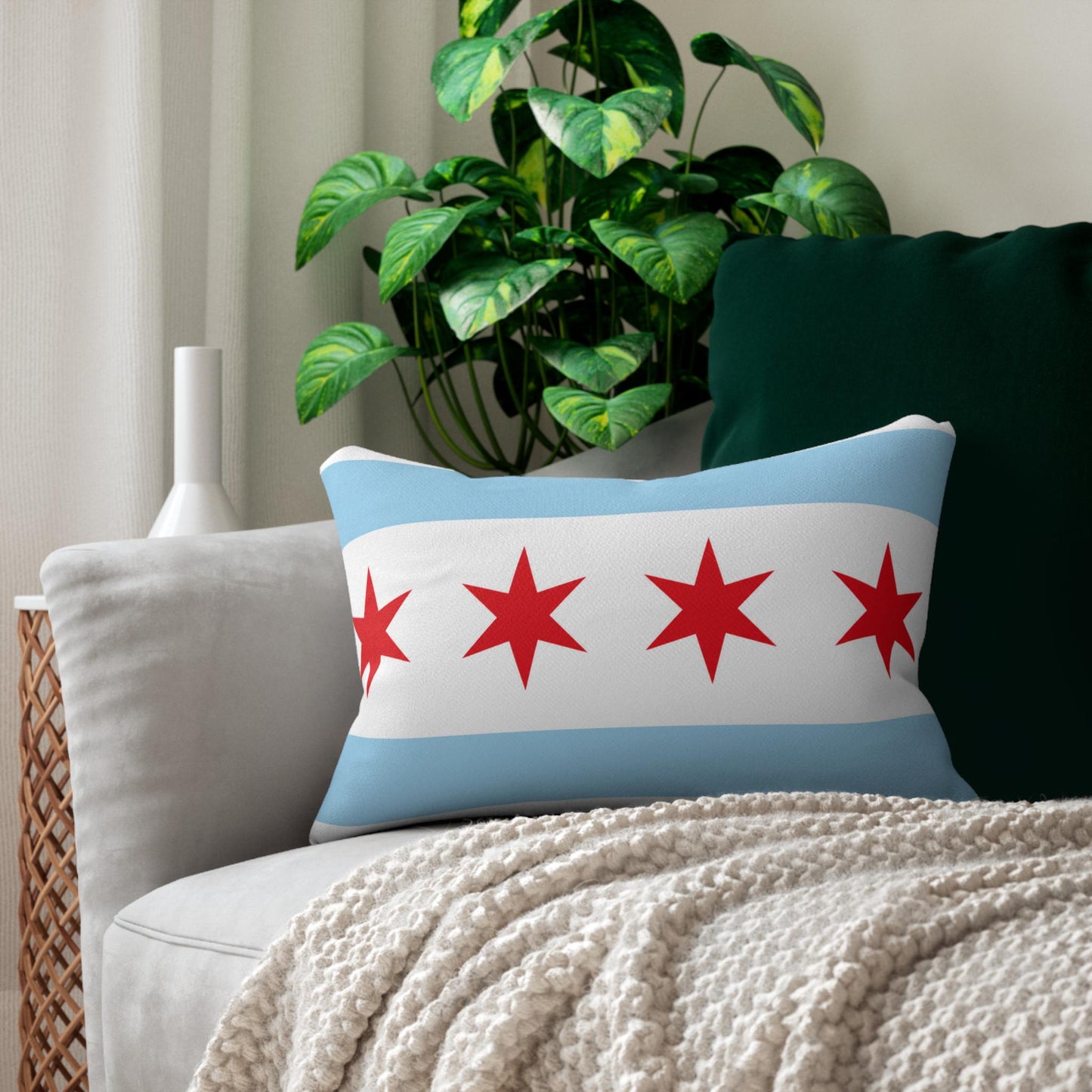 Chicago Flag Lumbar Pillow | City of Chicago Home Decor