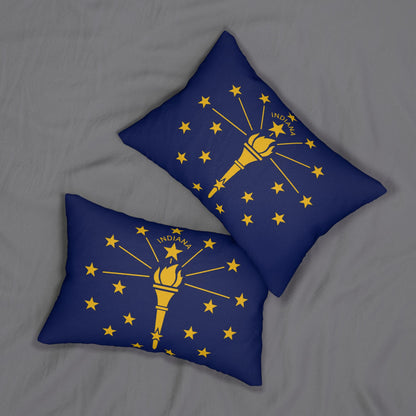 Indiana State Flag Lumbar Pillow | Torch & Stars Decorative Pillow