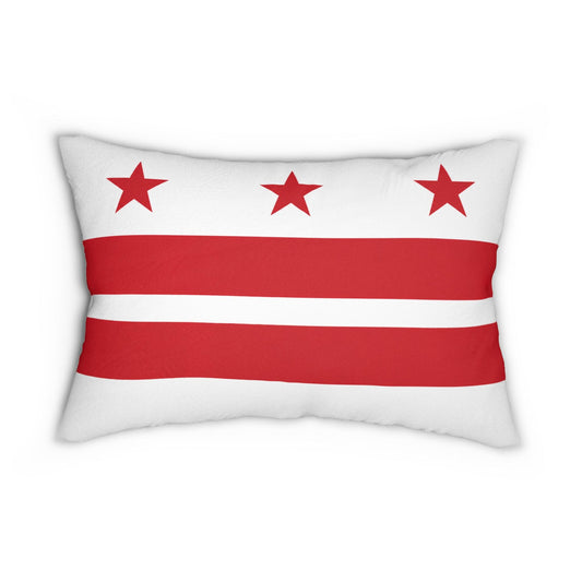 Washington DC Flag Lumbar Pillow | Red Stars and Stripes Accent Pillow