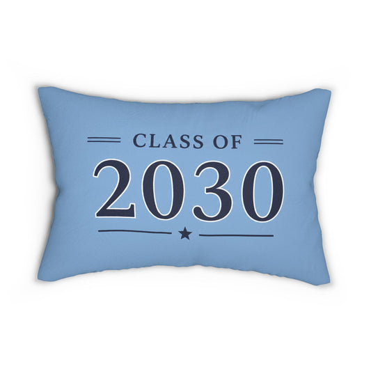 Class of 2030 Striped Blue Lumbar Pillow | Graduation Nursery Decor