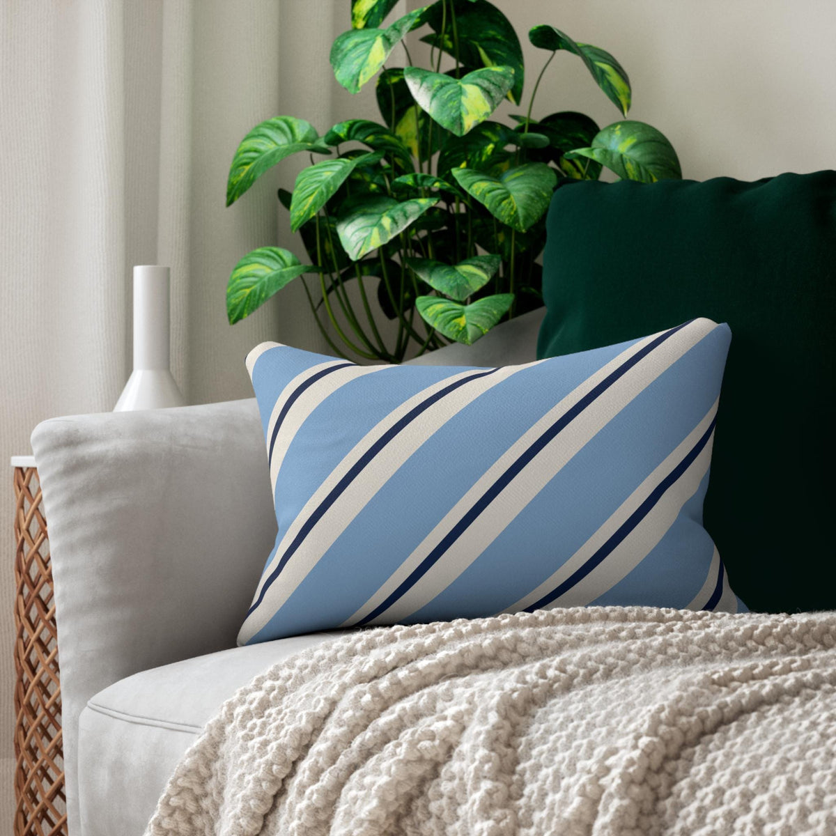 Class of 2030 Striped Blue Lumbar Pillow | Graduation Nursery Decor