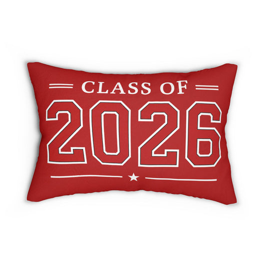 Class of 2026 Lumbar Pillow | Red Striped Spun Polyester Accent Pillow