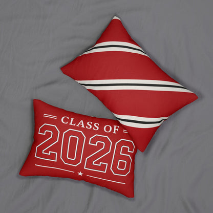 Class of 2026 Lumbar Pillow | Red Striped Spun Polyester Accent Pillow