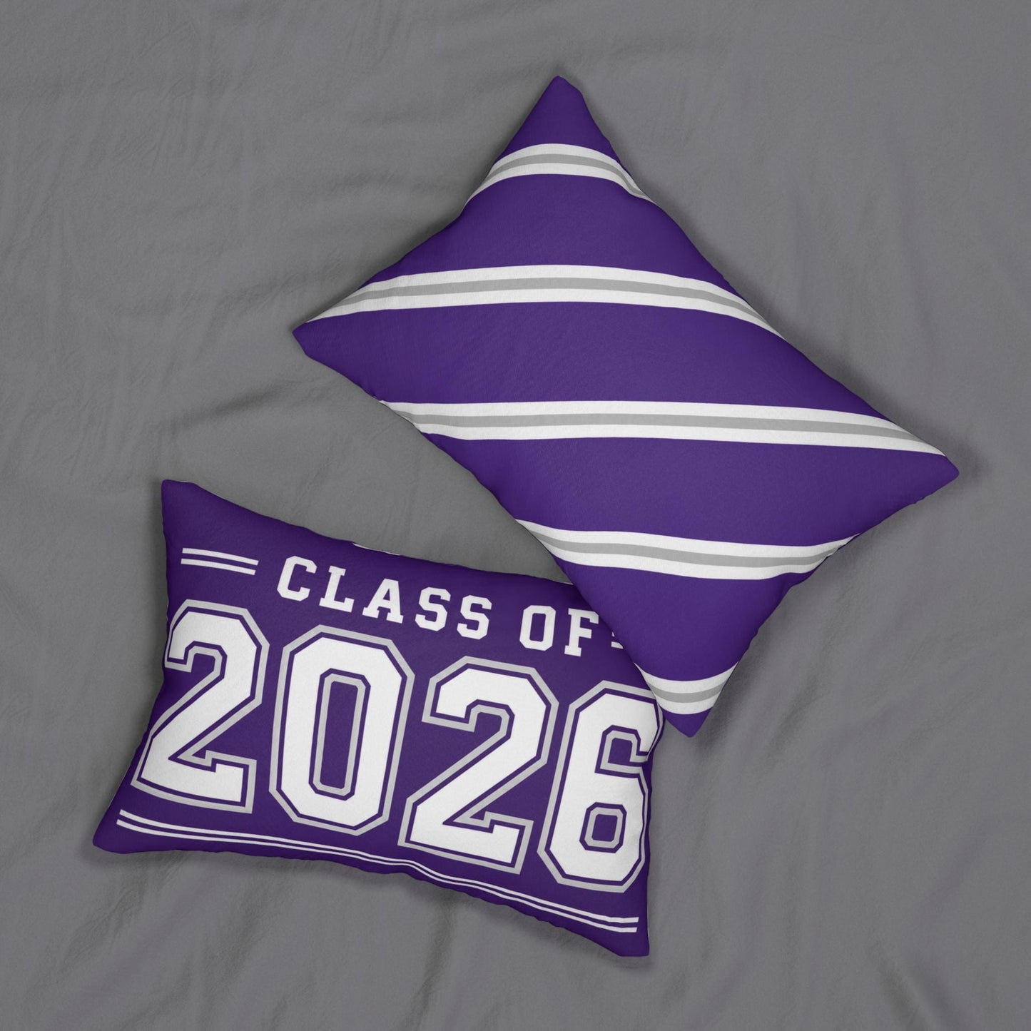 Class of 2026 Purple Graduation Lumbar Pillow | School Dorm Room Pillow