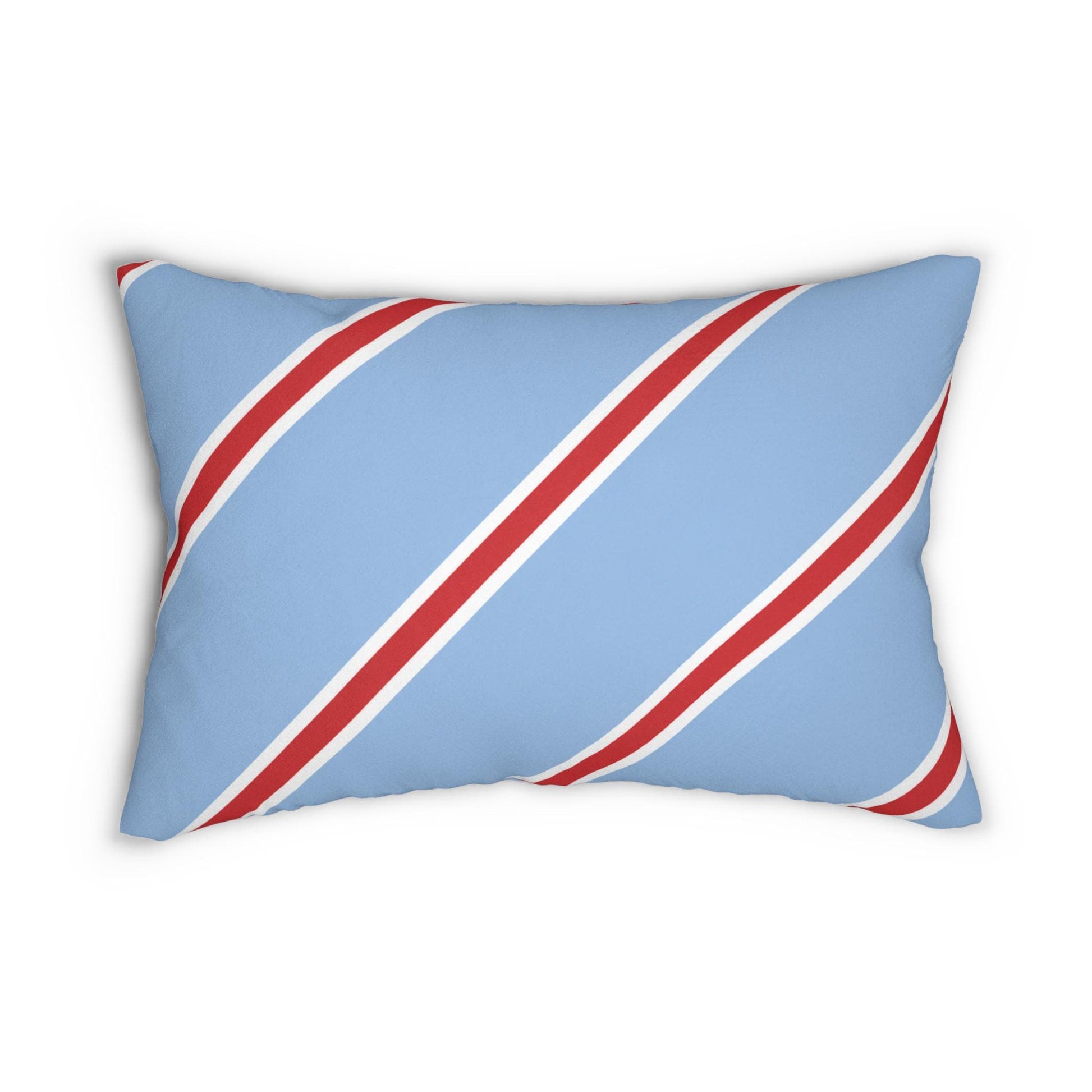 Red White Diagonal Stripe Lumbar Pillow Spun Polyester Lumbar Pillow | Nautical Accent