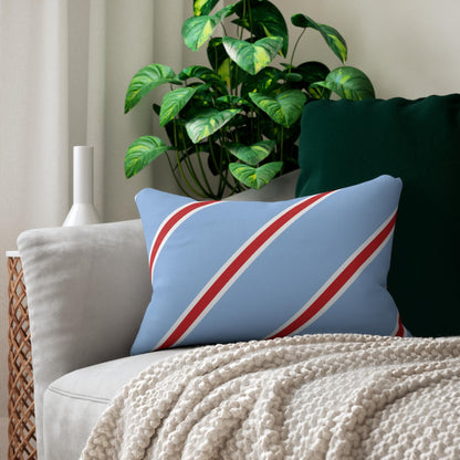 Red White Diagonal Stripe Lumbar Pillow Spun Polyester Lumbar Pillow | Nautical Accent