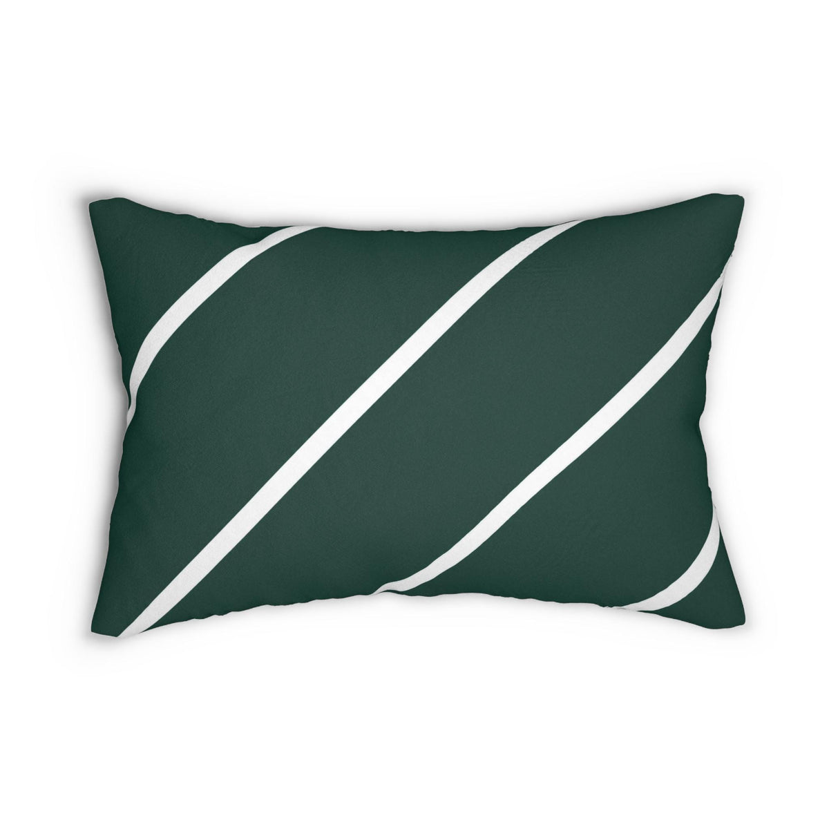 Green Diagonal Stripe Lumbar Pillow | Modern Minimal Decorative Pillow