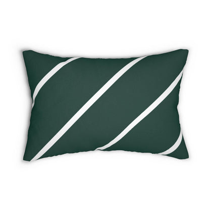 Green Diagonal Stripe Lumbar Pillow | Modern Minimal Decorative Pillow