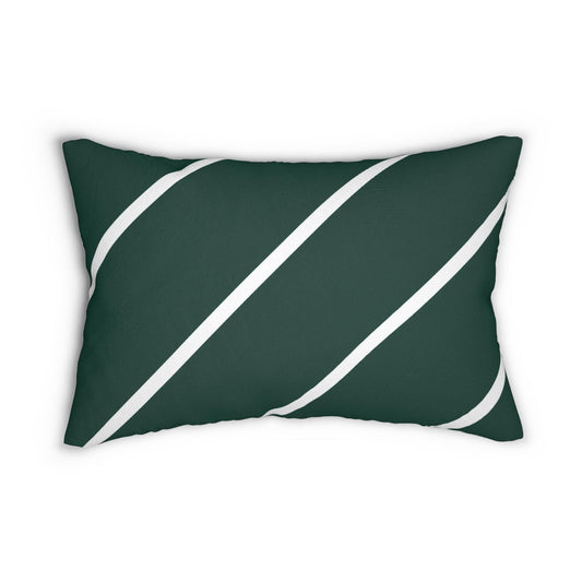 Green Diagonal Stripe Lumbar Pillow | Modern Minimal Decorative Pillow