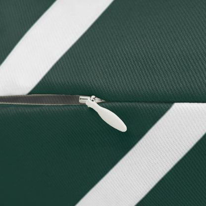 Green Diagonal Stripe Lumbar Pillow | Modern Minimal Decorative Pillow