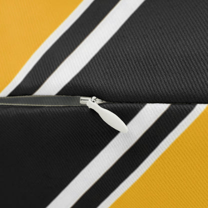 Diagonal Gold and Black Stripe Lumbar Pillow | Yellow Black Accent Pillow