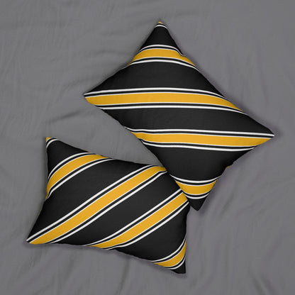 Diagonal Gold and Black Stripe Lumbar Pillow | Yellow Black Accent Pillow