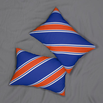 Diagonal Blue and Orange Stripe Lumbar Pillow | Nautical Accent