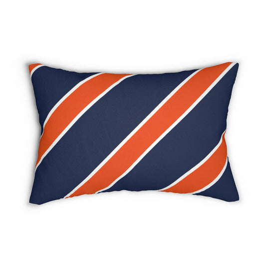 Navy and Orange Diagonal Stripe Lumbar Pillow