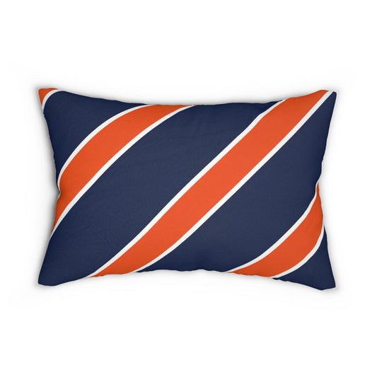Navy and Orange Diagonal Stripe Lumbar Pillow