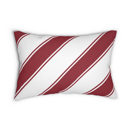 Diagonal Burgundy Striped Lumbar Pillow | Spun Polyester