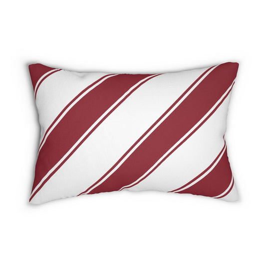Diagonal Burgundy Striped Lumbar Pillow | Spun Polyester