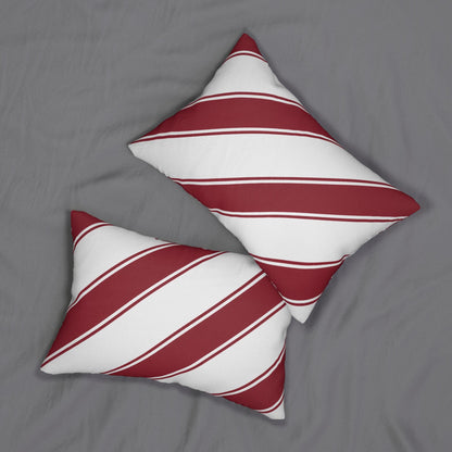 Diagonal Burgundy Striped Lumbar Pillow | Spun Polyester