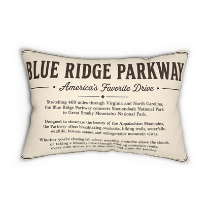 Blue Ridge Parkway Vintage National Park Sign Lumbar Pillow | Mountain Cabin Decor