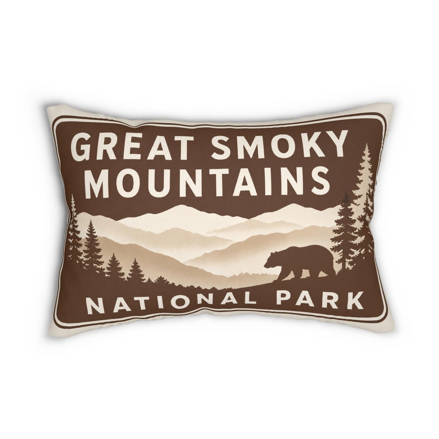 Great Smoky Mountains Vintage National Park Sign Lumbar Pillow