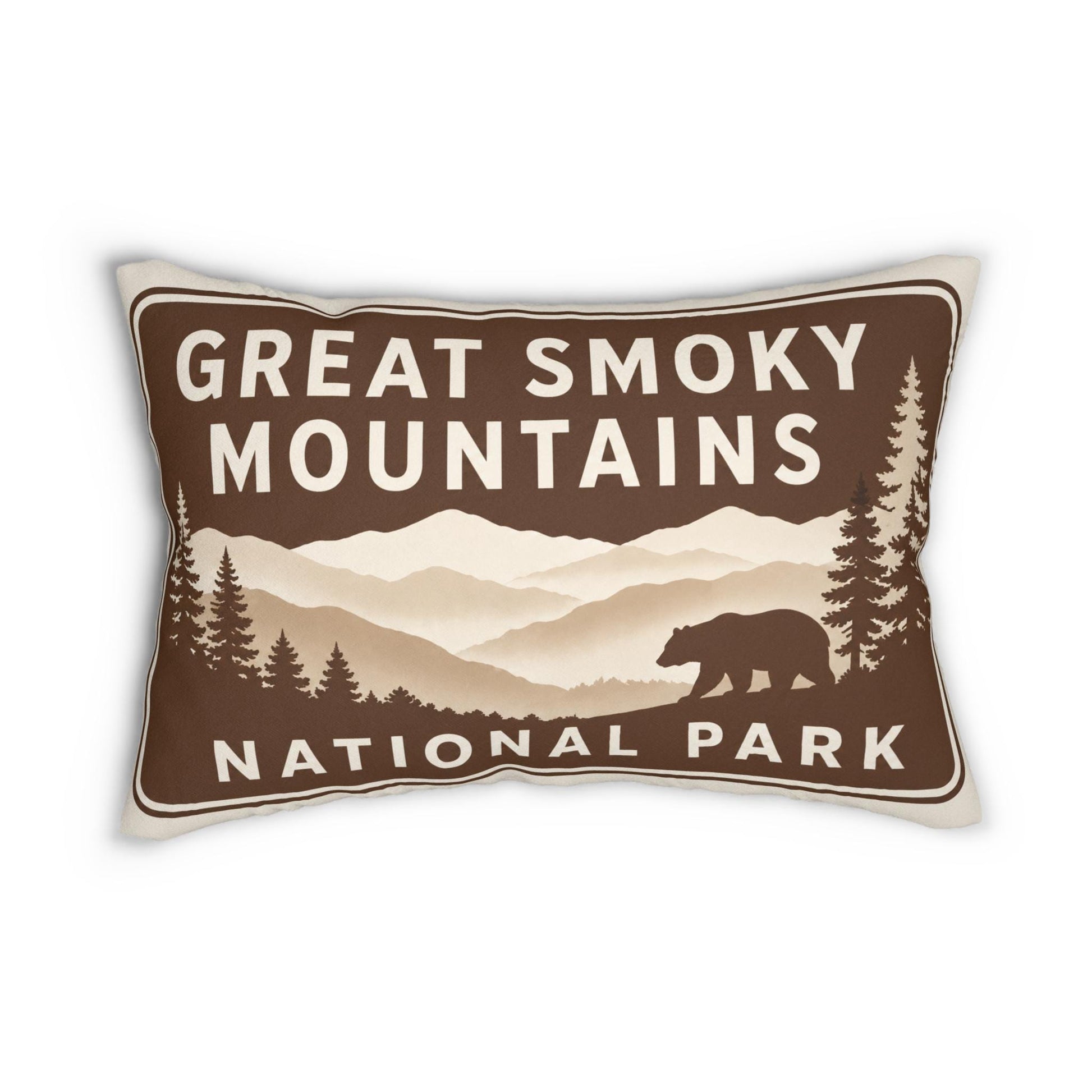 Great Smoky Mountains Vintage National Park Sign Lumbar Pillow