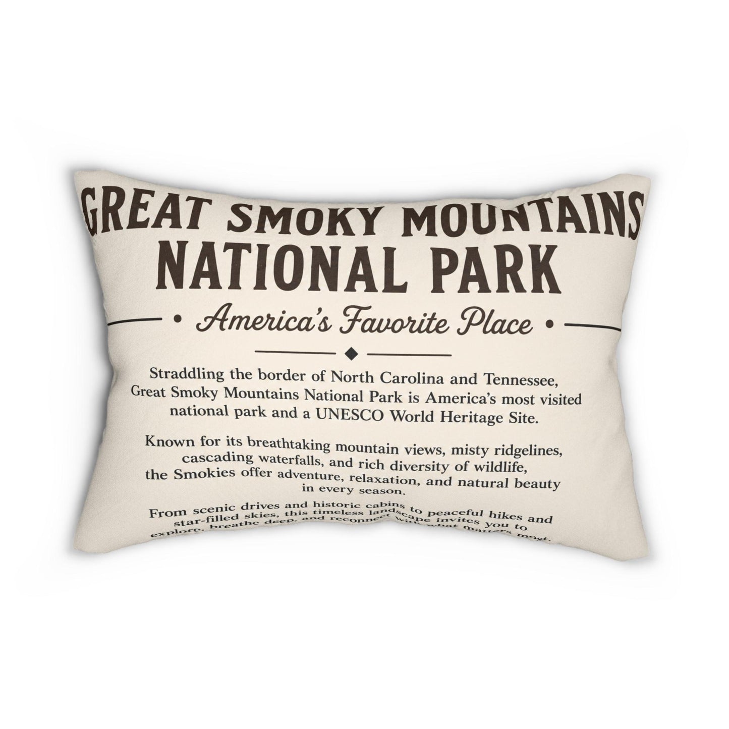Great Smoky Mountains Vintage National Park Sign Lumbar Pillow