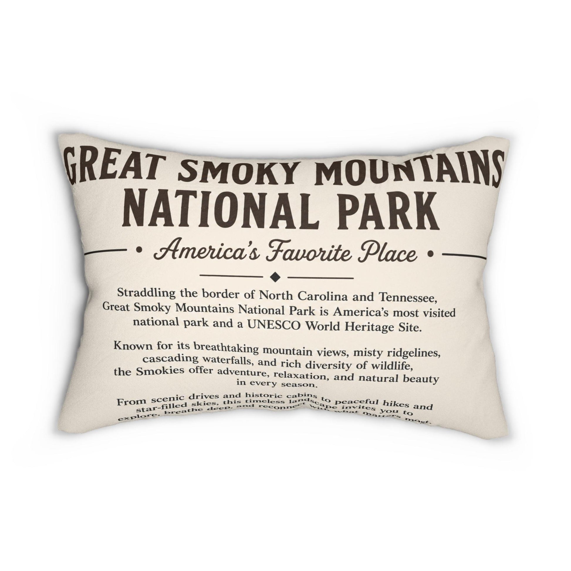 Great Smoky Mountains Vintage National Park Sign Lumbar Pillow