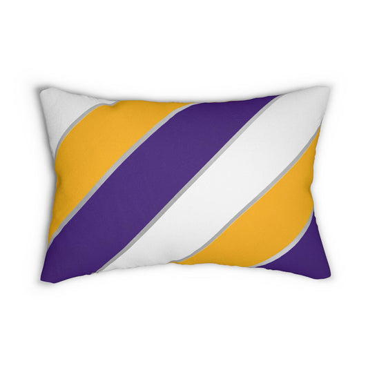 Diagonal Purple Gold White Stripes lumbar pillow | Lumbar Pillow