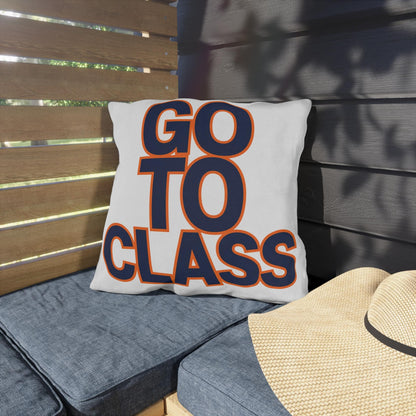 Go To Class Call Your Mom pillow | Typographic Outdoor Pillow, Navy and Orange Text