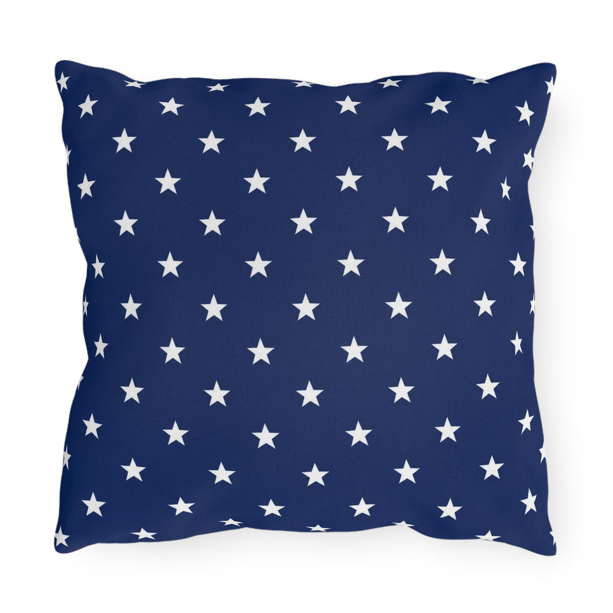 White Star Pattern Outdoor Pillow | Navy Blue Stars Patio Cushion
