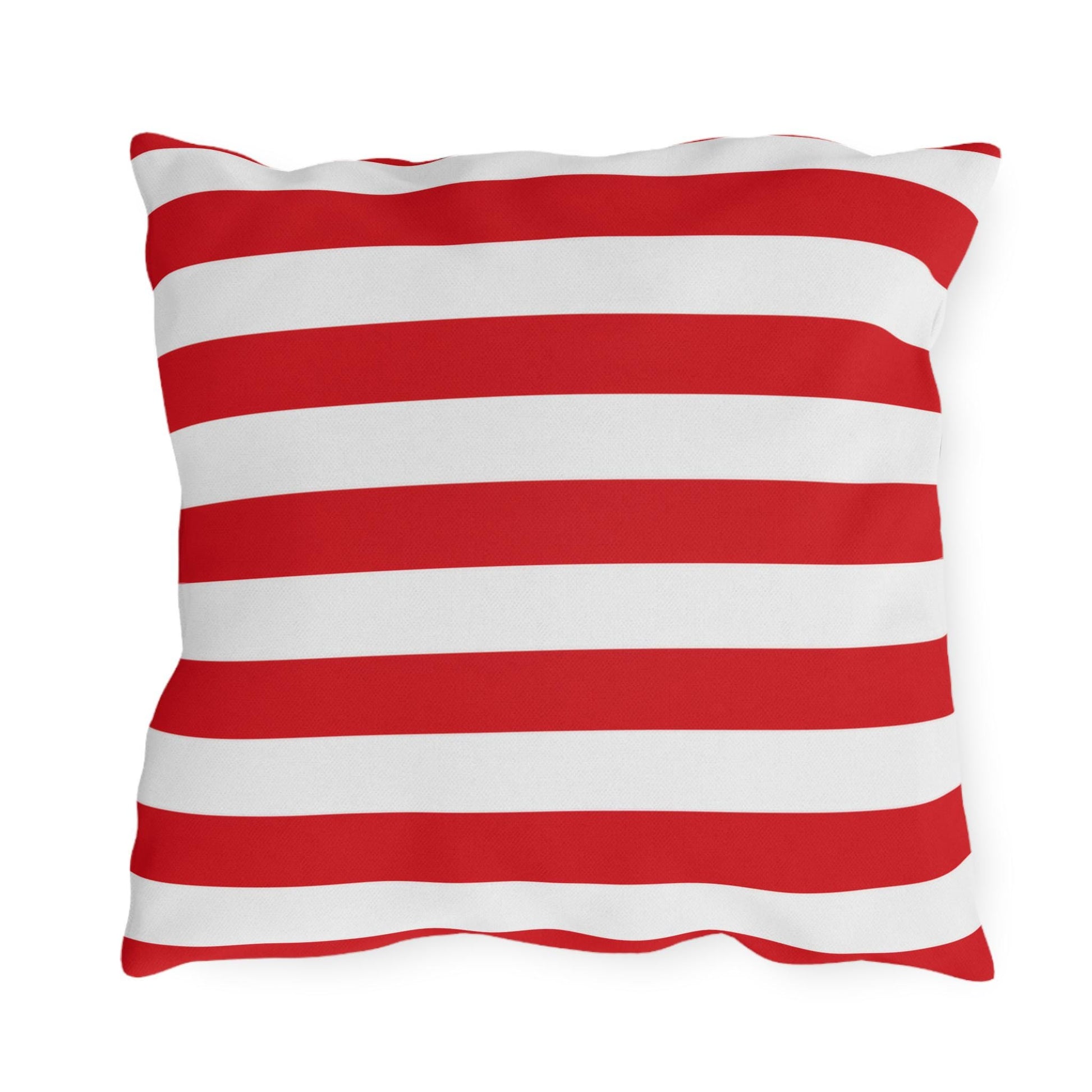 Red and White Striped Outdoor Pillows | Nautical Patio Cushion