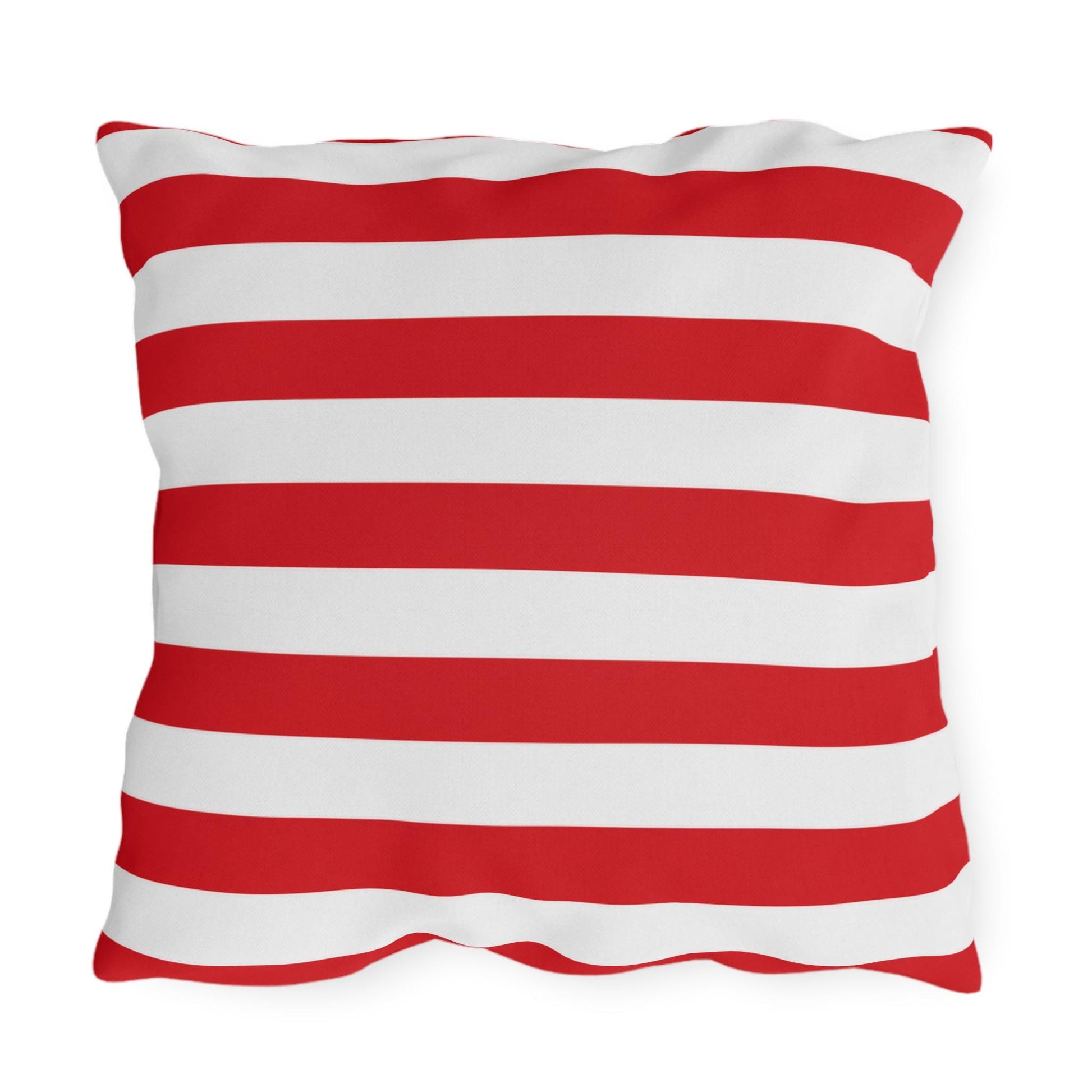 Red and White Striped Outdoor Pillows | Nautical Patio Cushion