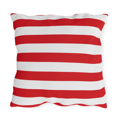 Red and White Striped Outdoor Pillows | Nautical Patio Cushion