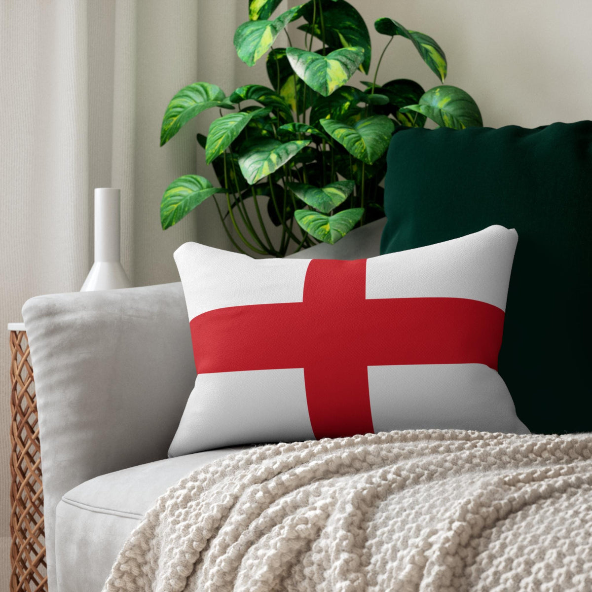 St George Cross Flag Lumbar Pillow | England Red Cross Rectangle Pillow