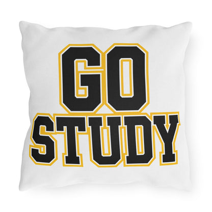 Text Your Mom outdoor pillow | Go Study varsity block lettering outdoor pillow