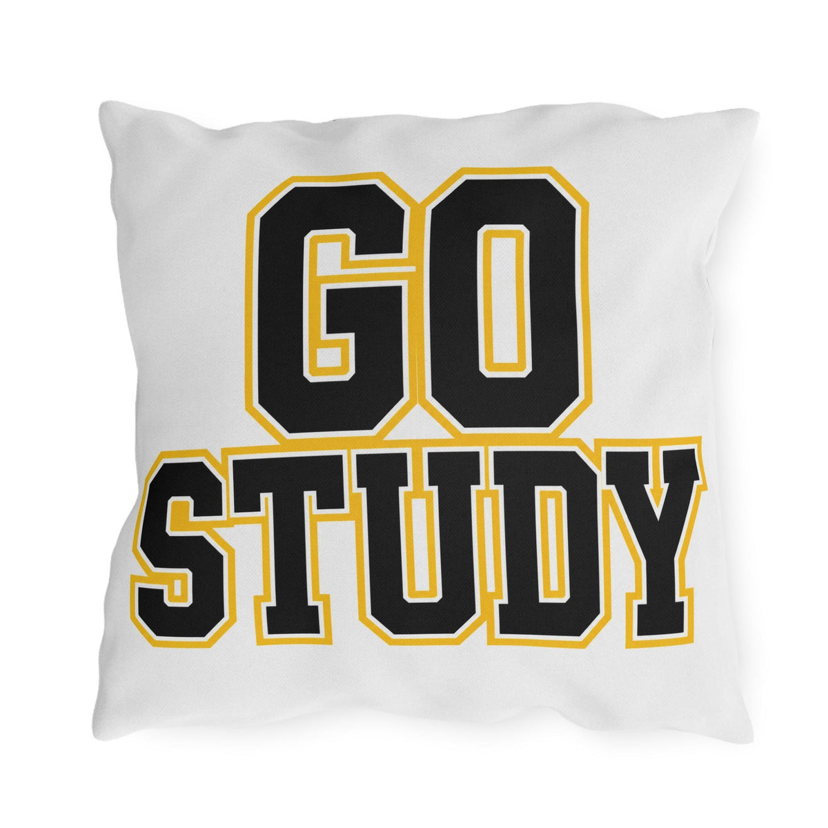 Text Your Mom outdoor pillow | Go Study varsity block lettering outdoor pillow