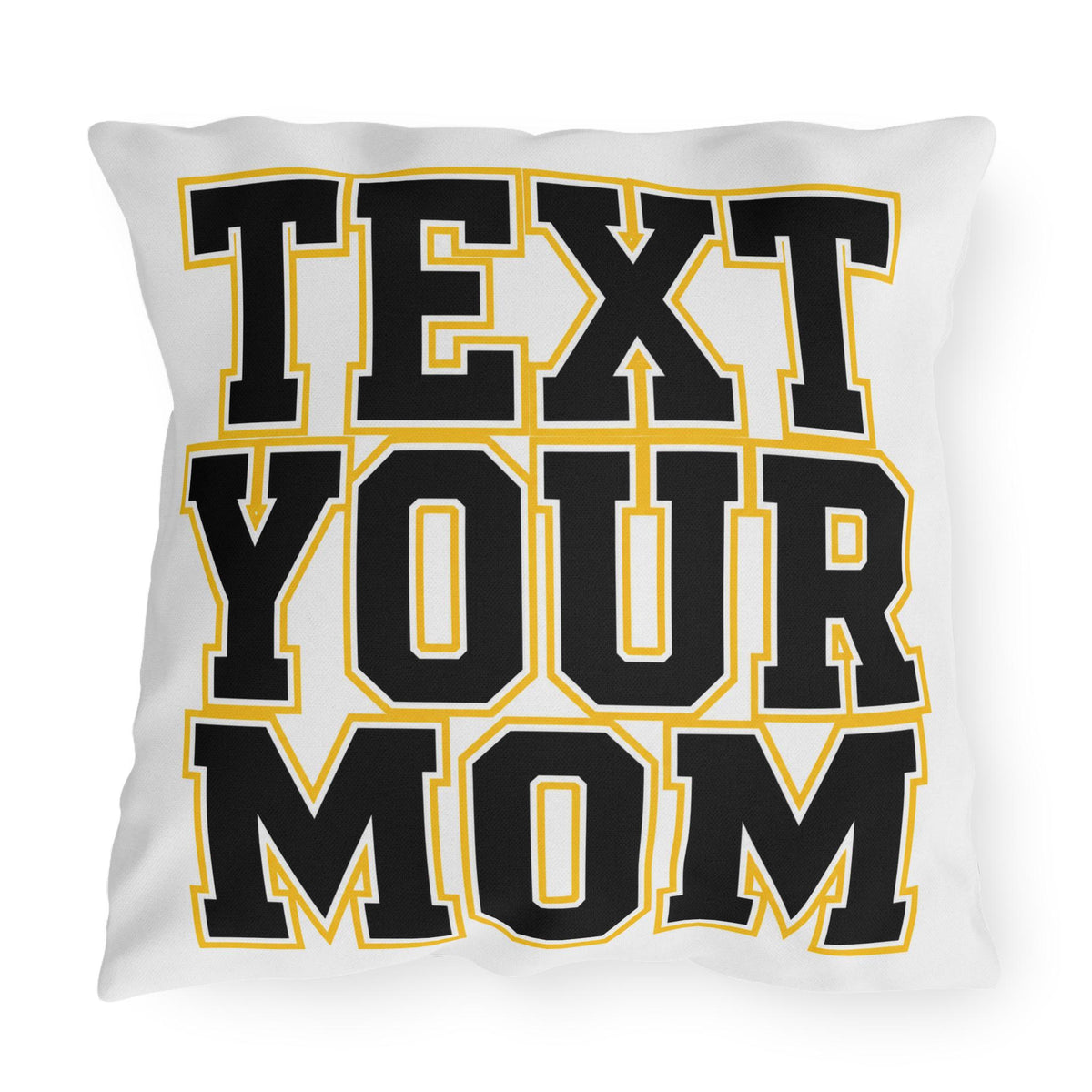 Text Your Mom outdoor pillow | Go Study varsity block lettering outdoor pillow