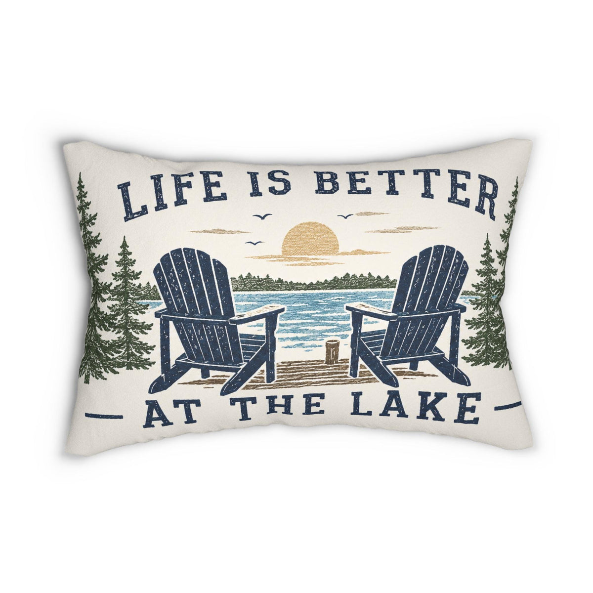 Life Is Better at the Lake Lumbar Pillow | Lakehouse Cabin Decor