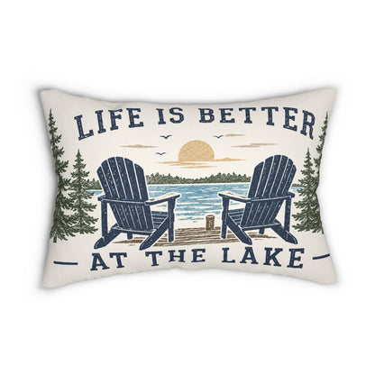 Life Is Better at the Lake Lumbar Pillow | Lakehouse Cabin Decor
