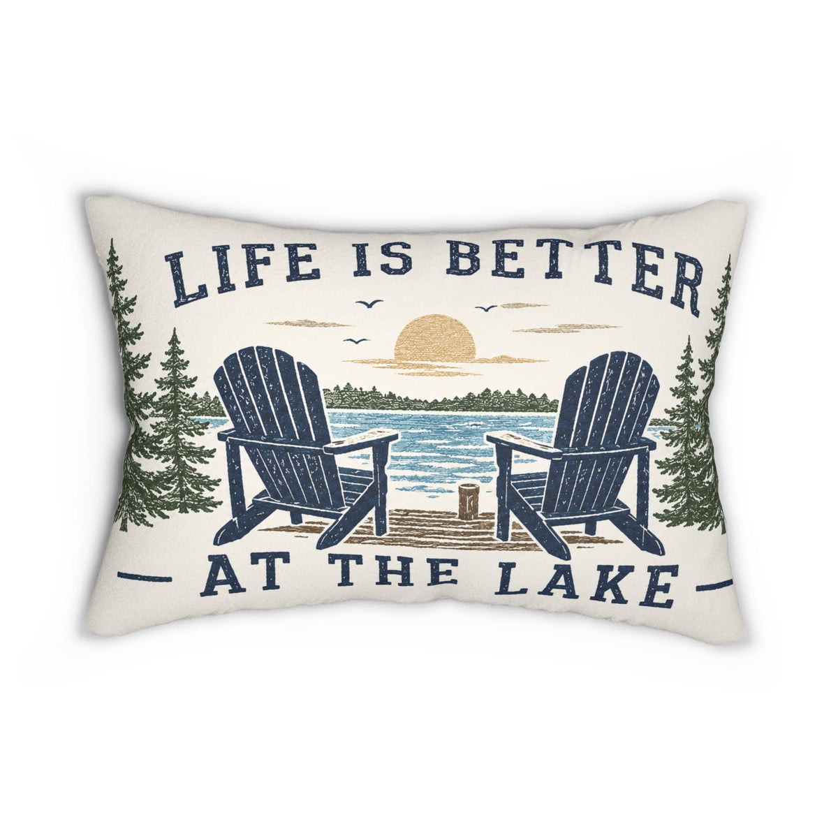 Life Is Better at the Lake Lumbar Pillow | Lakehouse Cabin Decor
