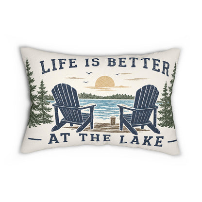 Life Is Better at the Lake Lumbar Pillow | Lakehouse Cabin Decor