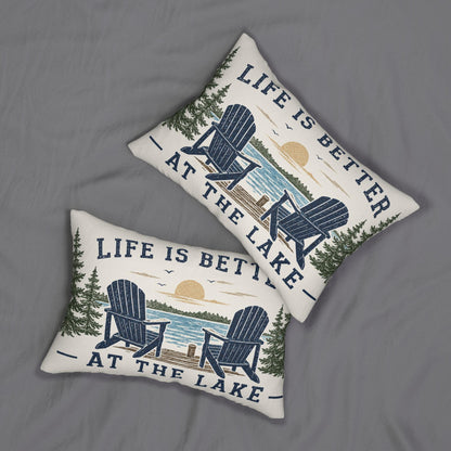 Life Is Better at the Lake Lumbar Pillow | Lakehouse Cabin Decor