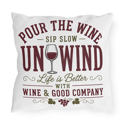 Wine Is The Answer outdoor pillow | Wine Glass Typography, Vineyard Quote