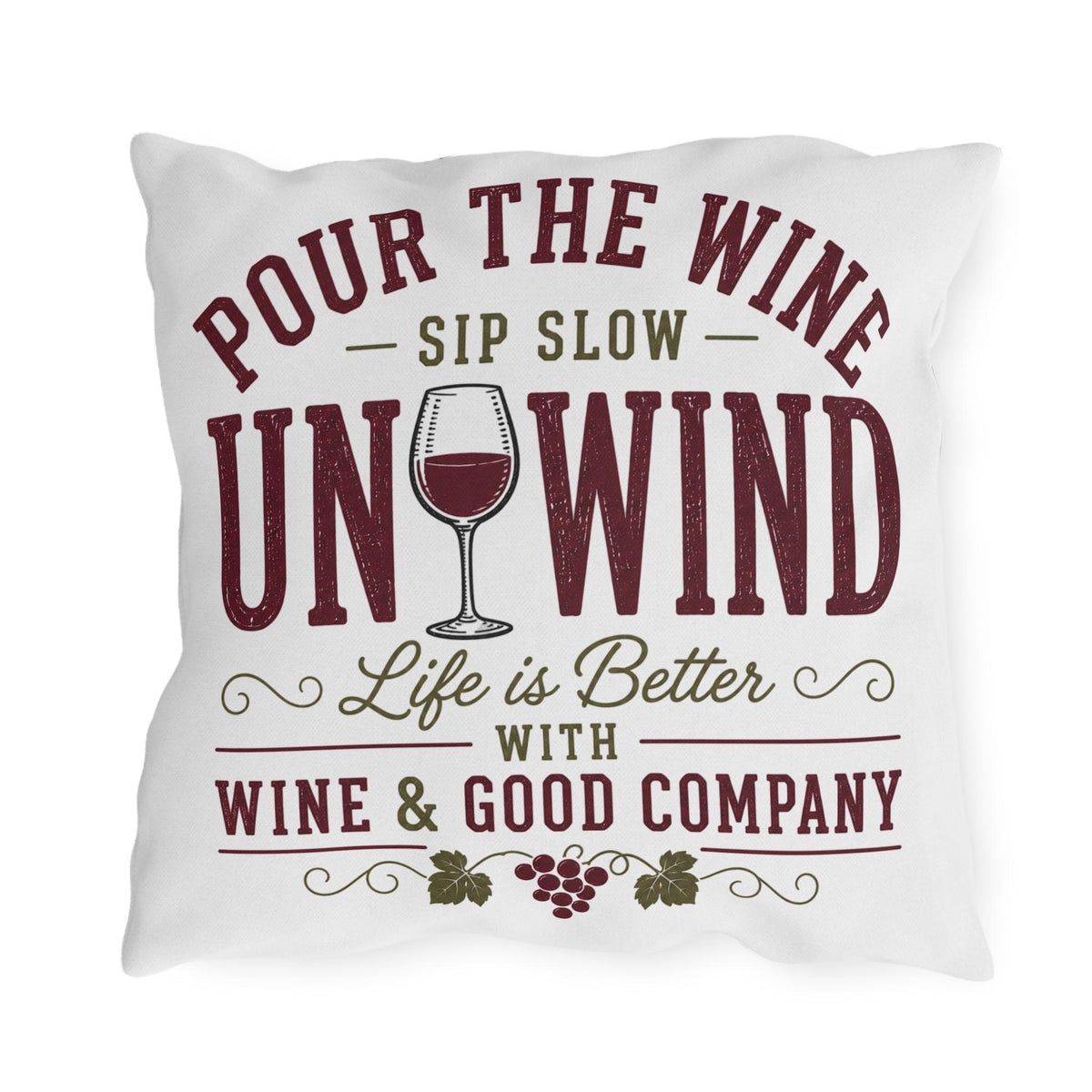 Wine Is The Answer outdoor pillow | Wine Glass Typography, Vineyard Quote