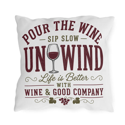Wine Is The Answer outdoor pillow | Wine Glass Typography, Vineyard Quote