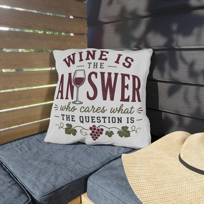 Wine Is The Answer outdoor pillow | Wine Glass Typography, Vineyard Quote