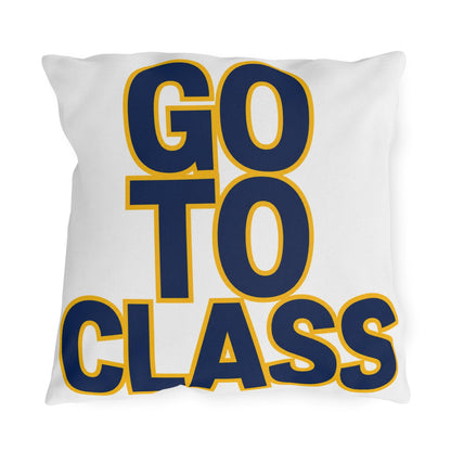 Go To Class Call Your Mom Pillow | Outdoor Pillow, Bold Navy Yellow Text