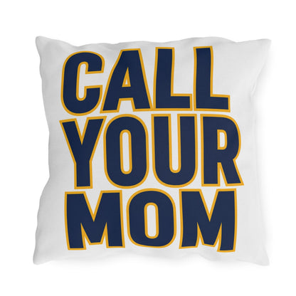 Go To Class Call Your Mom Pillow | Outdoor Pillow, Bold Navy Yellow Text